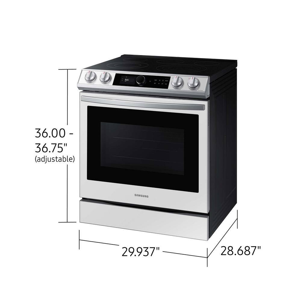  Bespoke 6.3 cu ft. 5-Element Smart Slide-In Electric Range with Self-Cleaning Convection Oven and Air Fry in White Glass NE63BB871112