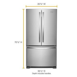 Whirlpool 25.2 cu. ft. French Door Refrigerator in Fingerprint Resistant Stainless Steel with Internal Water Dispenser WRF535SWHZ