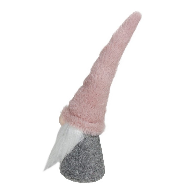 Pink And Gray Standing Gnome Christmas Decoration