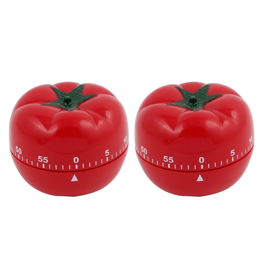 2Pcs 2.8x2.8x2.2-Inch 60 Minutes Mechanical Kitchen Tomato Timers Plastic - Red