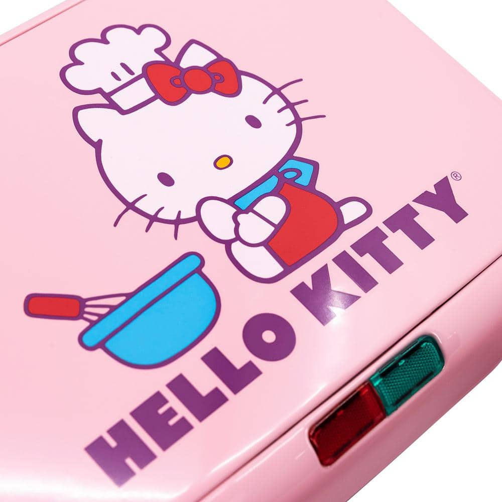 Uncanny Brands Hello Kitty 900-Watt Pink Double-Square American Waffle Maker WM2-KIT-HK1