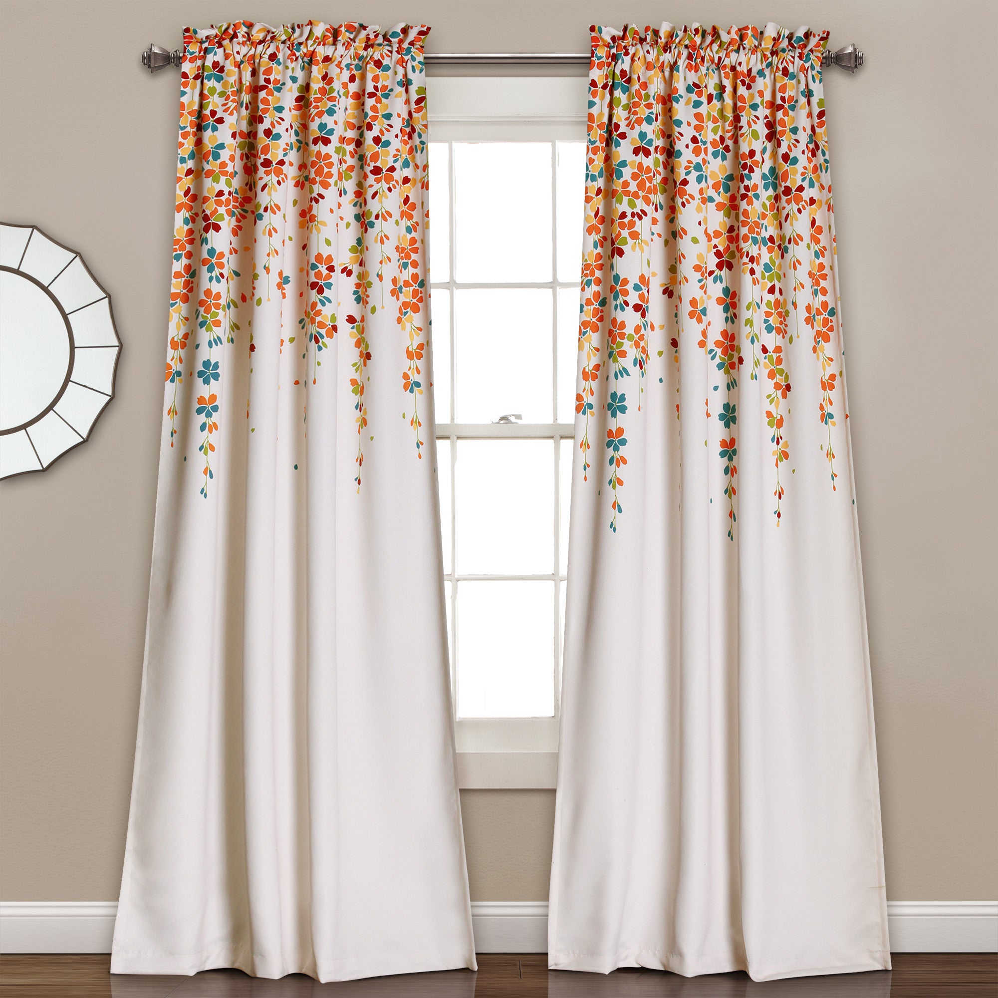 Weeping Flower Light Filtering Window Curtain Set