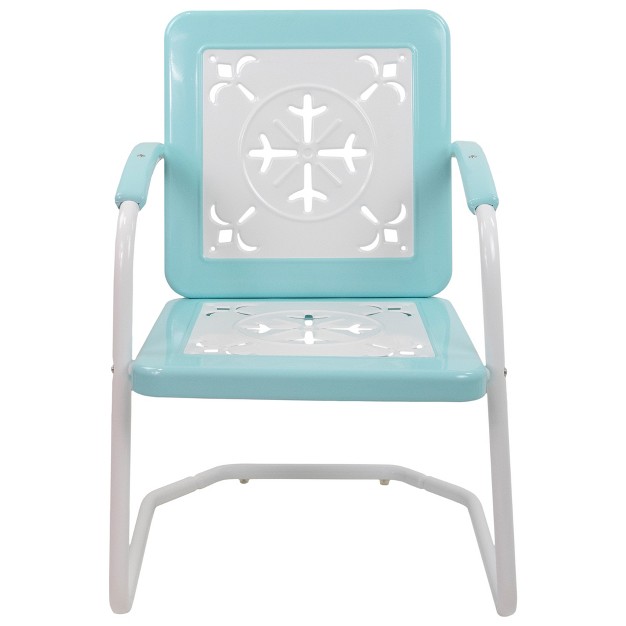 Square Outdoor Retro Tulip Armchair Blue And White