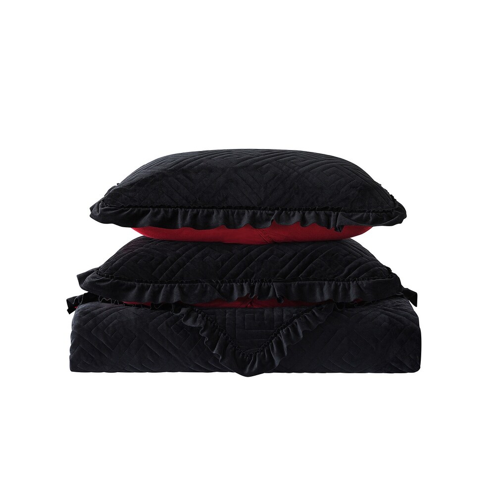 Lavish Plush Poly Velvet Quilt Set