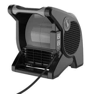 Lasko 11.2 in. 3 Speeds Blower Fan in Gray with Carry Handle Circuit Breaker Power Outlets High Velocity Utility Pivoting U15610