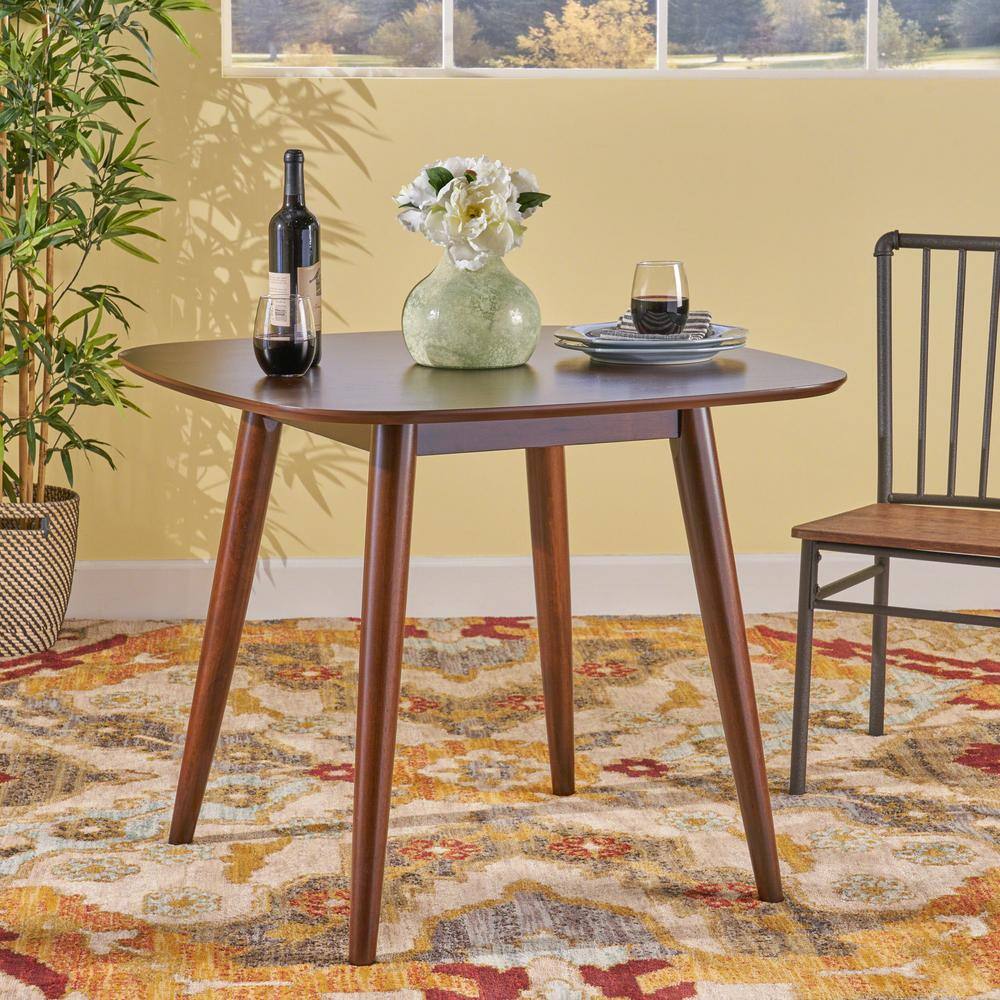 Noble House Wynonna Mid-Century Modern Square Walnut Faux Wood Dining Table 42952