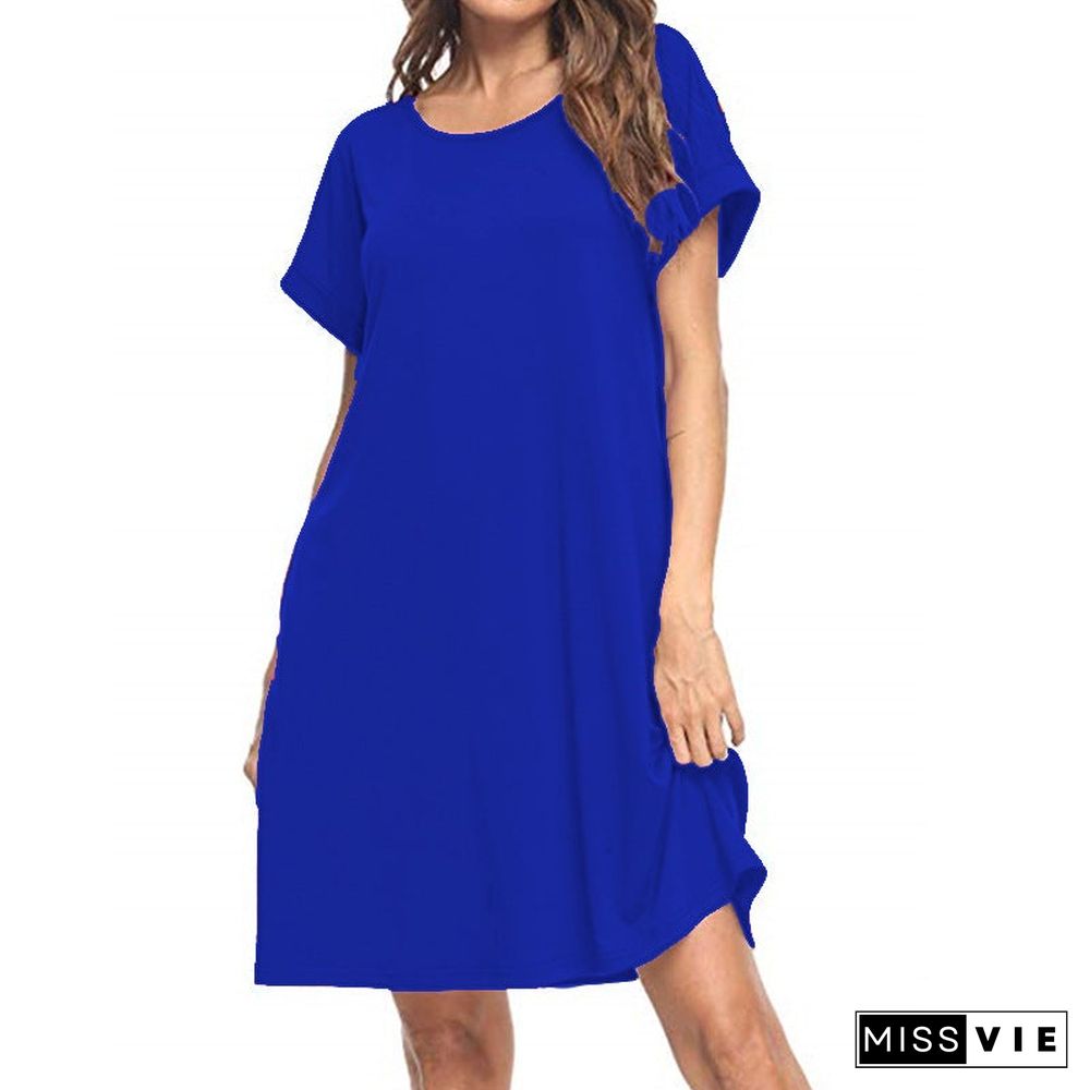 Women's Solid Color T-shirt Dress