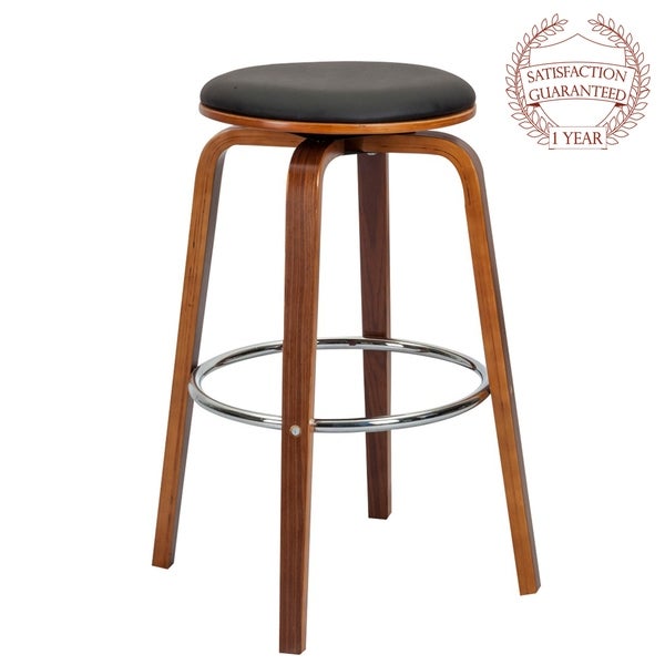 Porthos Home Williams Swivel Bar Stools (Set of 2)， PU Upholstery， Wooden Legs