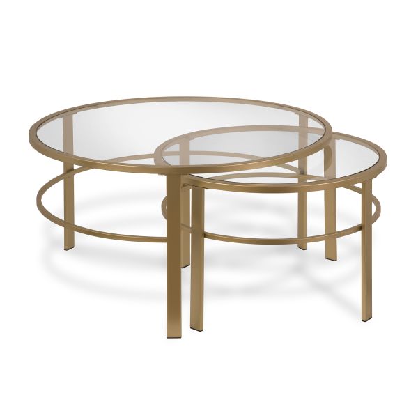 Gaia Round Nested Coffee Table in Brass