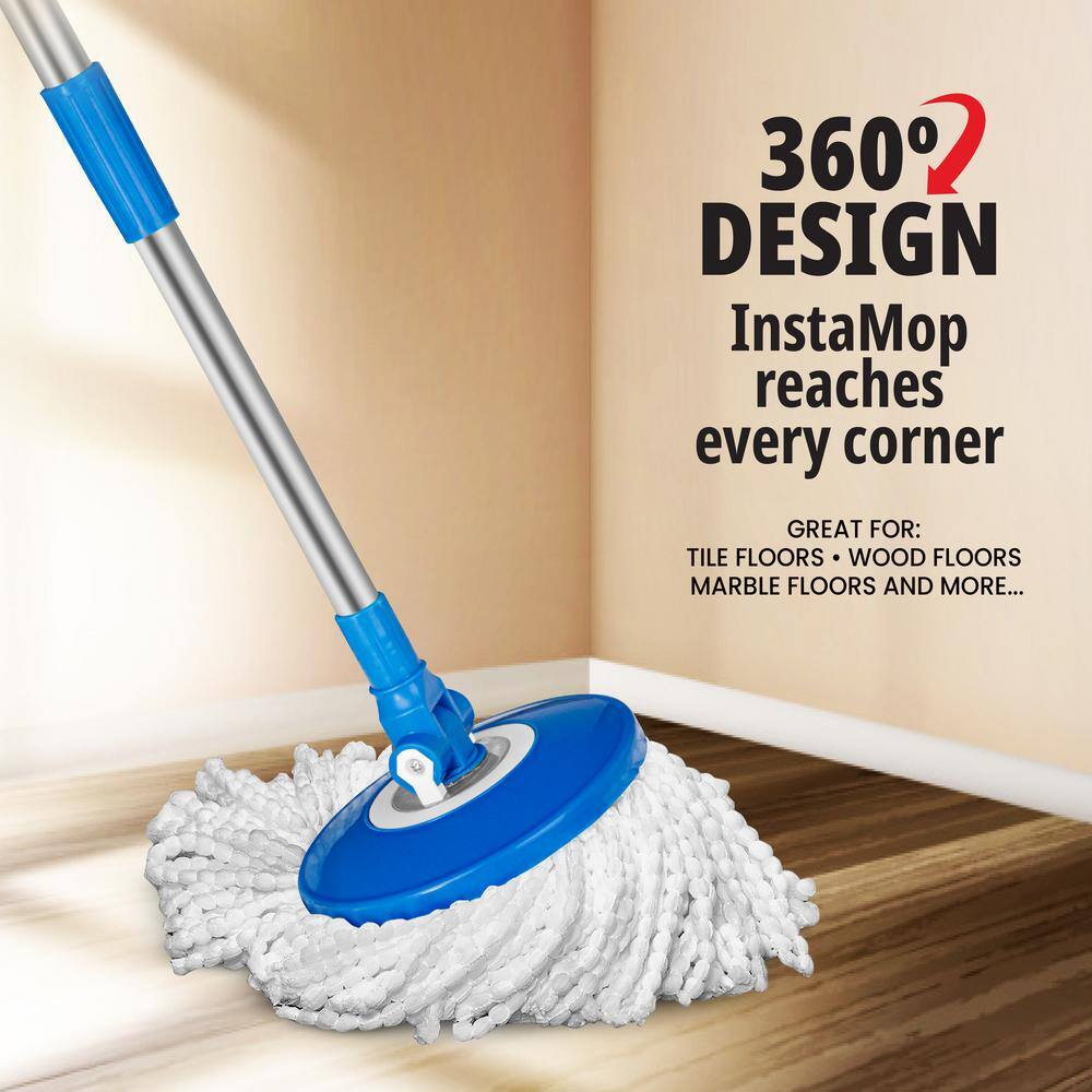 Bell + Howell 7.5 in. Microfiber Mop Head Wet Spin String Mop with Bucket System 1075