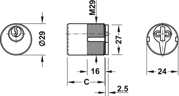 Hafele 917.64.630 Round cylinder  DT 750