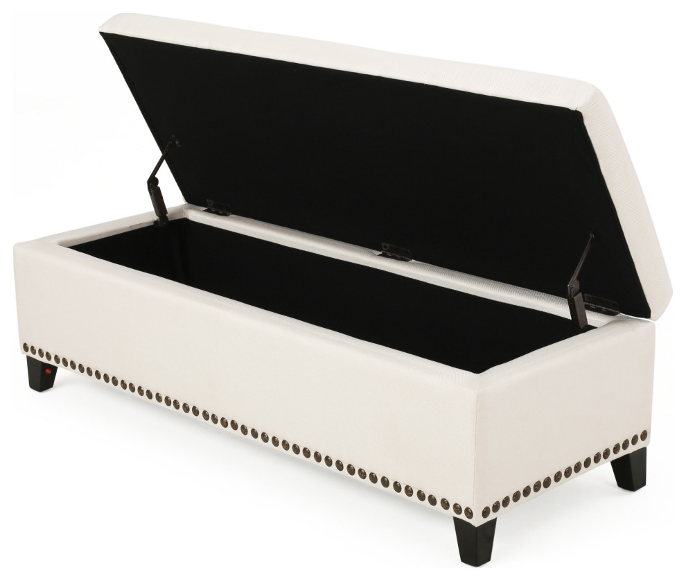 GDF Studio Labella Studded Base Fabric Storage Ottoman   Transitional   Footstools And Ottomans   by GDFStudio  Houzz