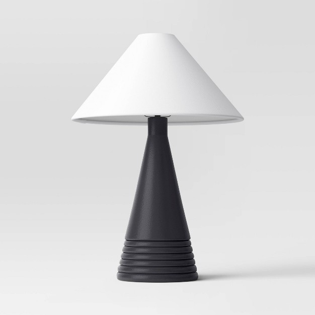 Ceramic Table Lamp With Tapered Shade Black includes Led Light Bulb