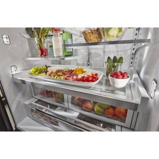 KitchenAid 27 cu. ft. French Door Refrigerator in PrintShield Stainless with Exterior Ice and Water KRFF507HPS