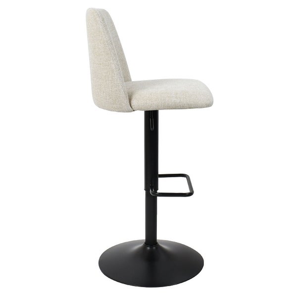 Upholstered Adjustable Height Swivel Bar Stool with Back Set of 2