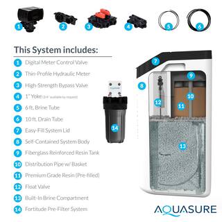 AQUASURE Harmony Lite Compact ALL-In-One 32000 Grain Whole House Water Softener with Triple Purpose Pre-Filter AS-HL32C