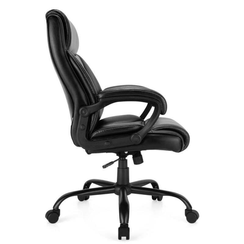 400 LBS Big & Tall Office Chair, Leather High Back Executive Chair, Wide Seat Swivel Computer Task Desk Chair