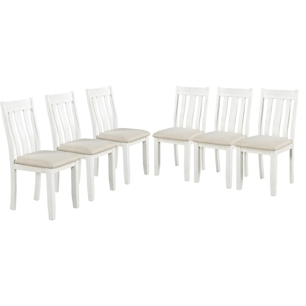 Retro Style 7 Piece Extendable Dining Table Set with Upholstered Chairs