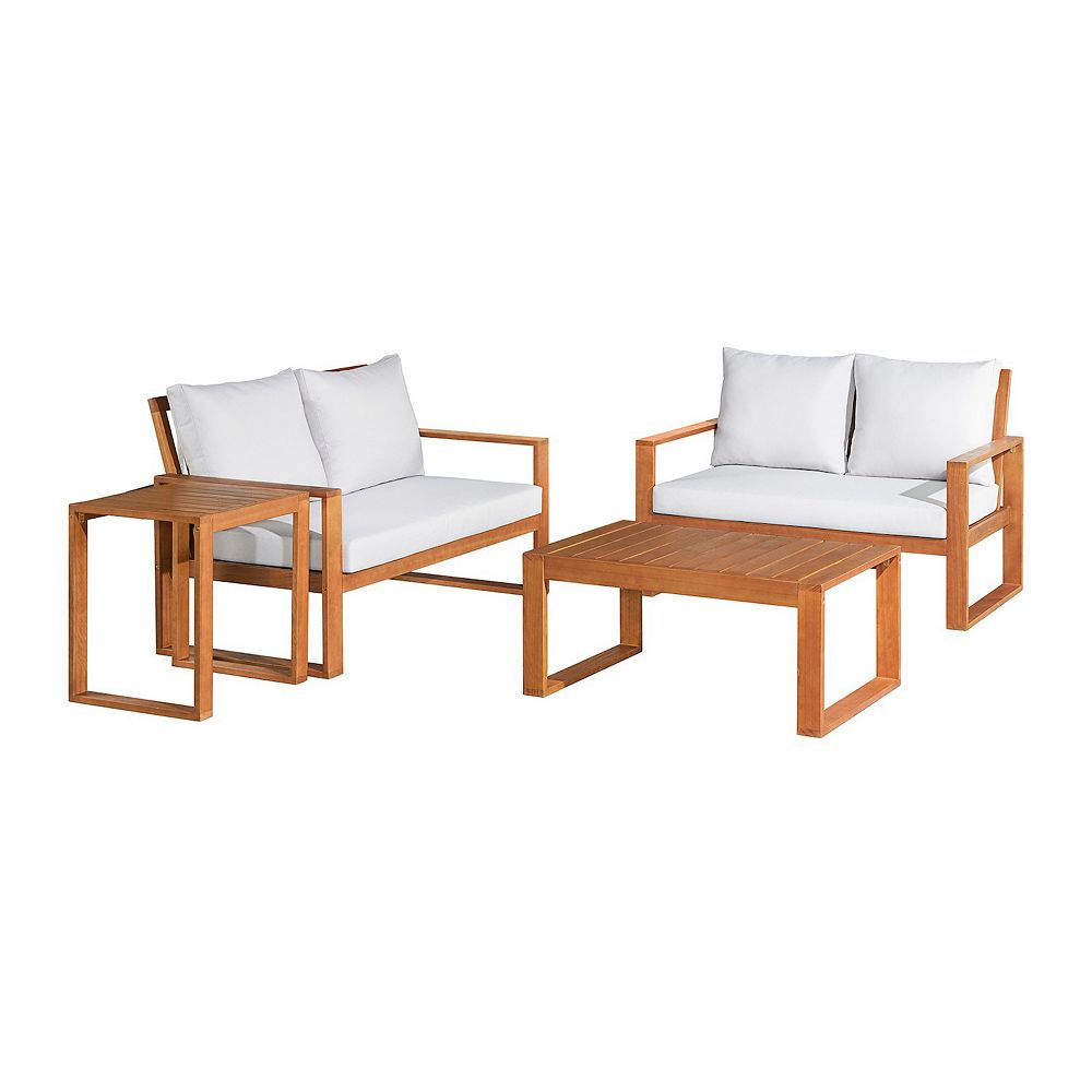 Alaterre Furniture Grafton Outdoor Benches， Coffee Table， and End Table 4-piece Set