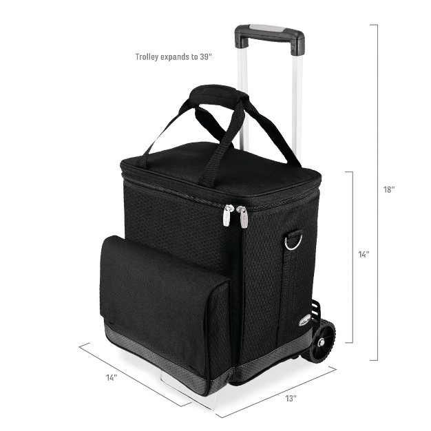 Legacy Cellar 6 bottle Wine Carrier And Cooler Tote With Trolley Black gray