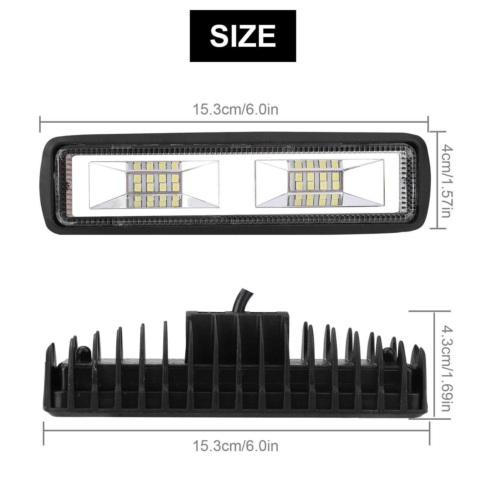 2pcs LED Light Bar for Jeep Truck， TSV 6inch 60W 4800LM Flood Spot Combo Beam LED Bar， LED Driving Lights Boat Lights Super Bright LED Off Road Lights for Trucks ATV UTV