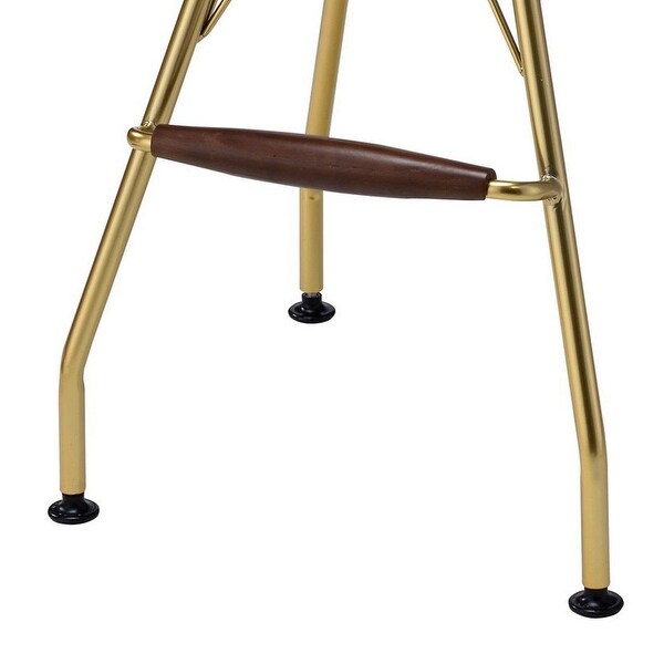 Metal Backless Barstool with Flared legs and Braces Support， Set of 2， Gold - 30 H x 17 W x 17L Inches