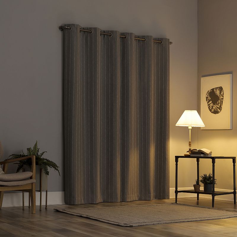 Sun Zero 2-pack Erria 100% Blackout Chambray Stripe Grommet Curtains