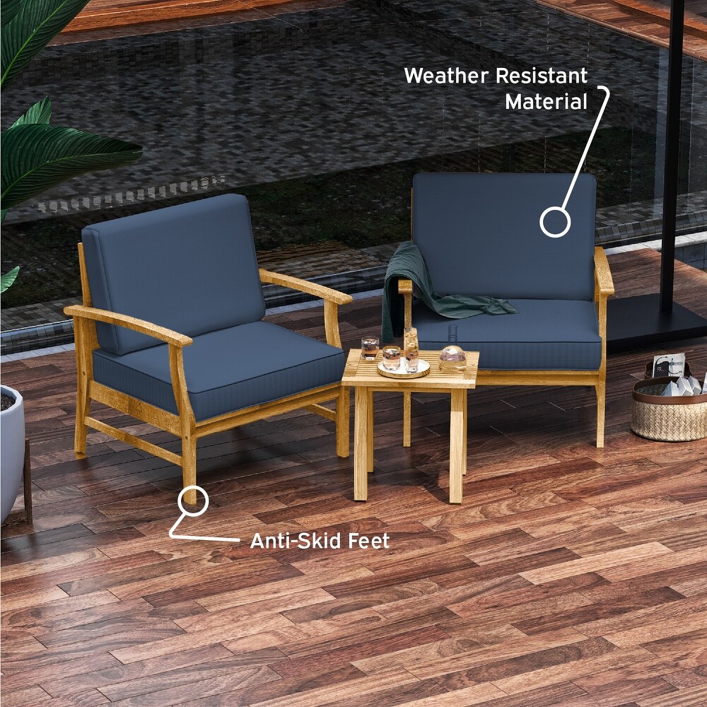 Nestl 3 Piece Acacia Wood Small Patio Furniture Set   Outdoor Patio Bistro Set with Patio Chairs