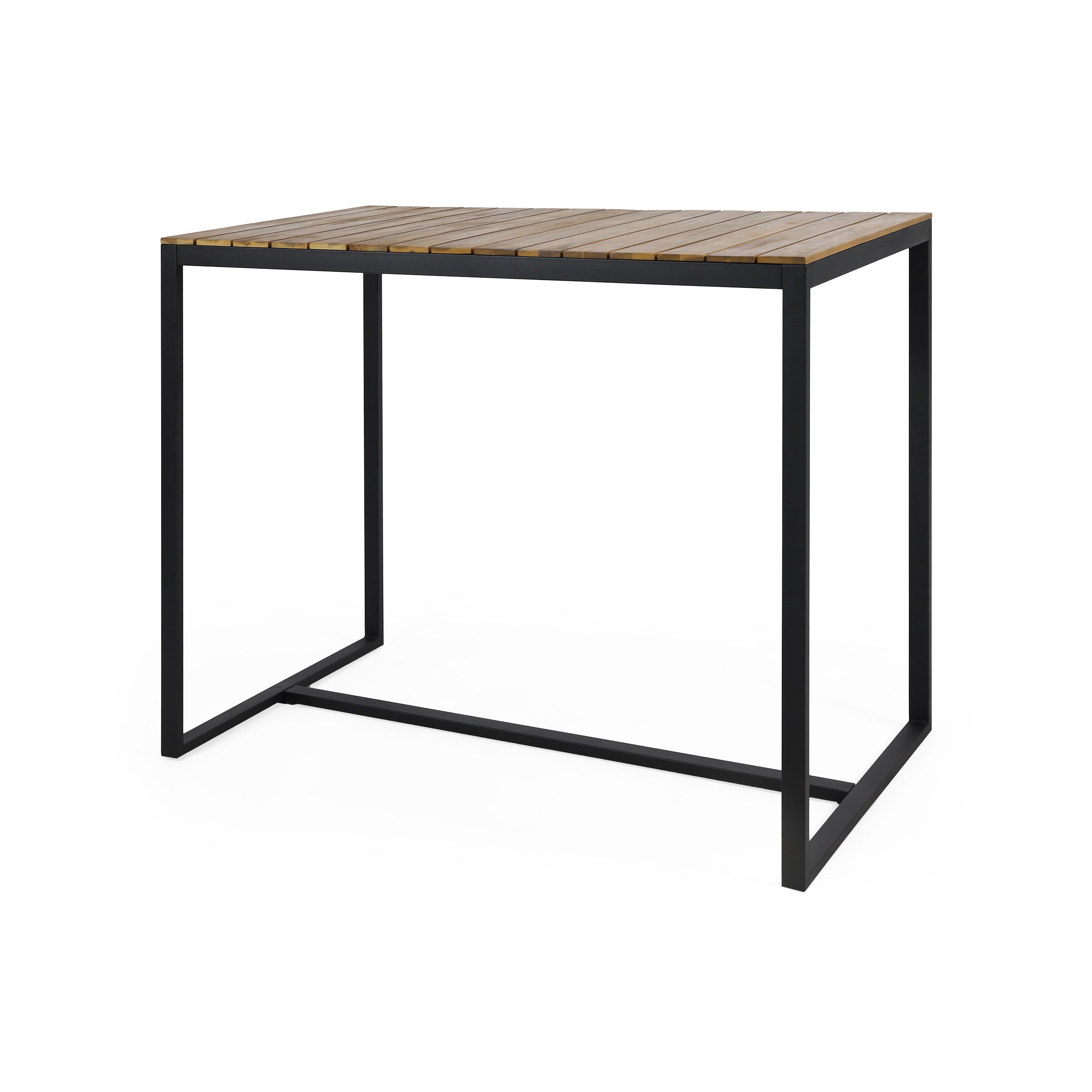 Arath Outdoor Modern Industrial Acacia Wood Bar Table