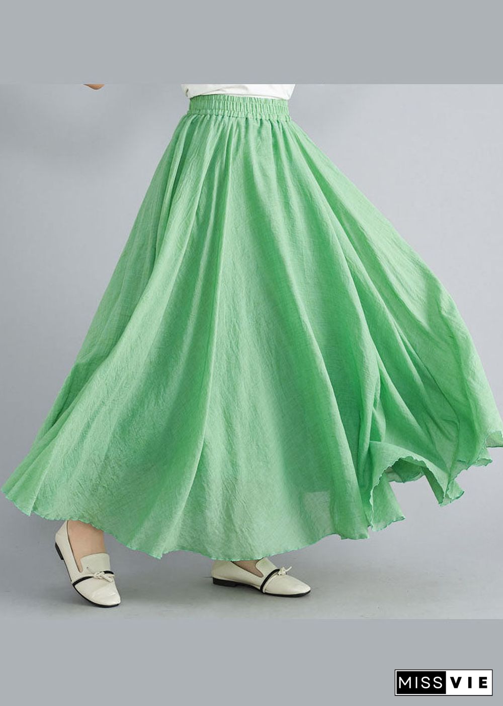 Fruit Green Cotton Beach Skirts High Waist Exra Large Hem Summer