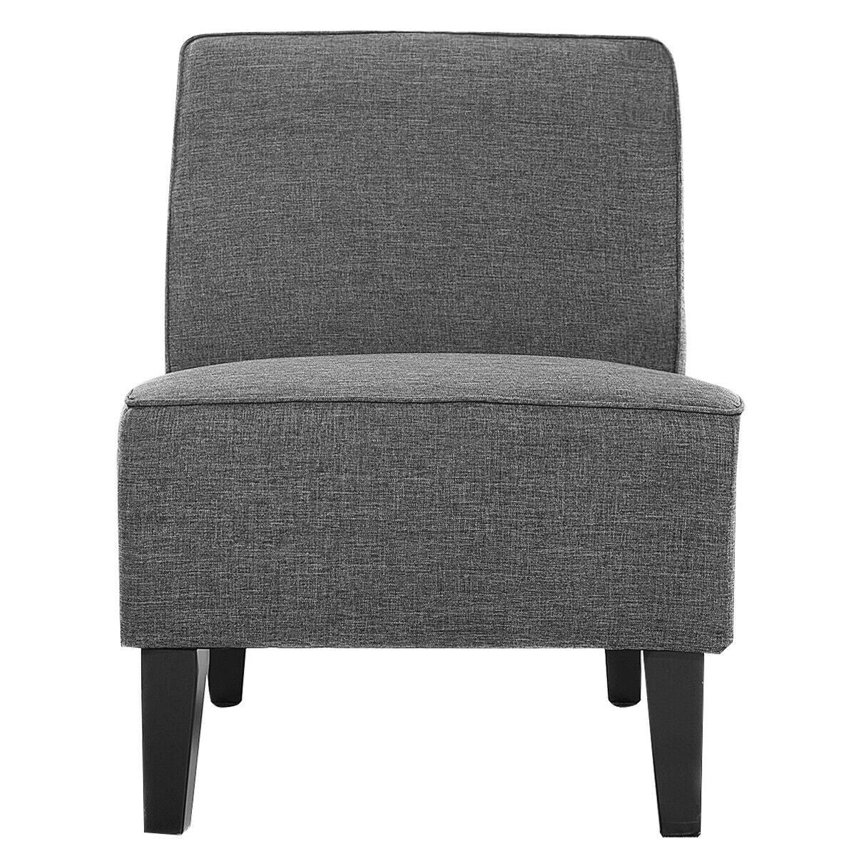 Thick Armless Accent Chair, Fabric Upholstered Slipper Chair