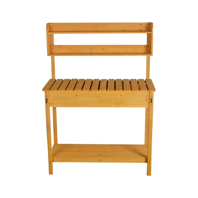 Factory direct supply garden potting table solid wood eco friendly potting bench table