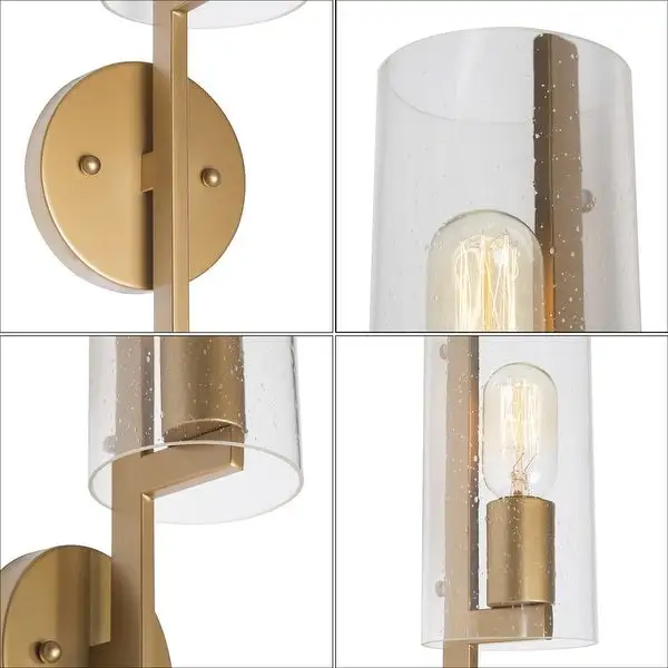 Velus Modern Contemporary Gold 1-light Long Bar Bathroom Vanity Light Glass Wall Sconce