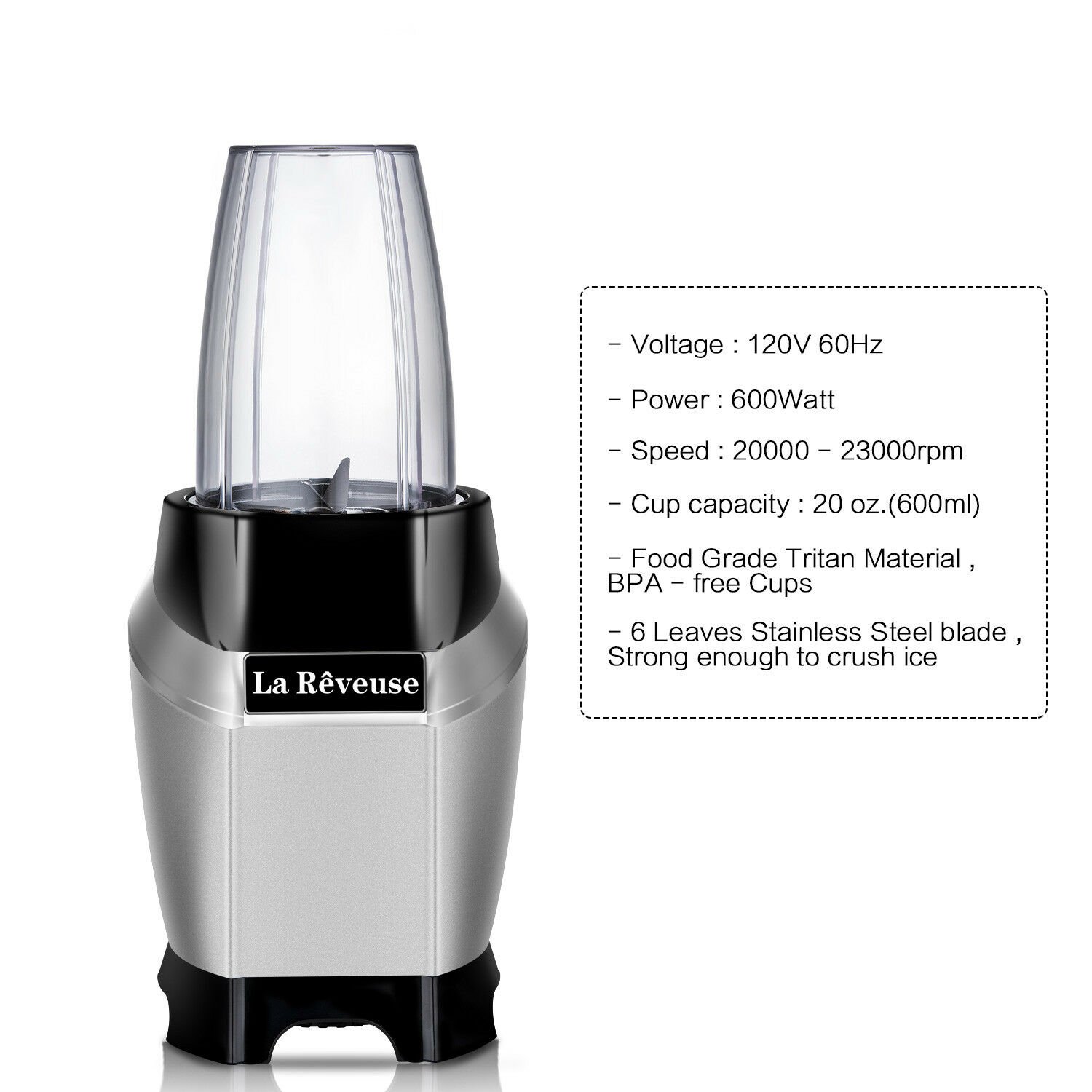 Maheswara Store USA New Professional High Speed 600W Personal Blender Mixer with 20 oz BPA Free Bott