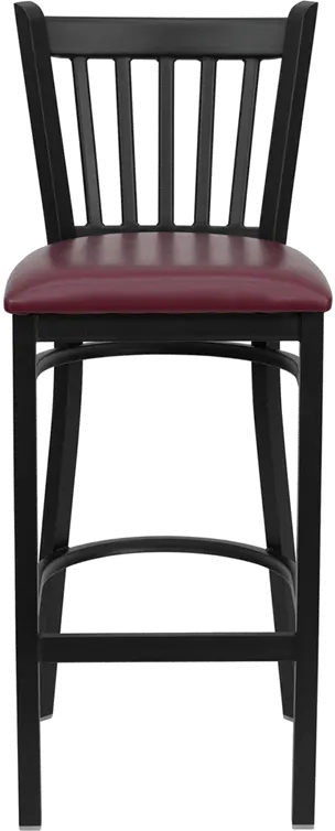 Hercules Burgundy and Black Metal Bar Stool