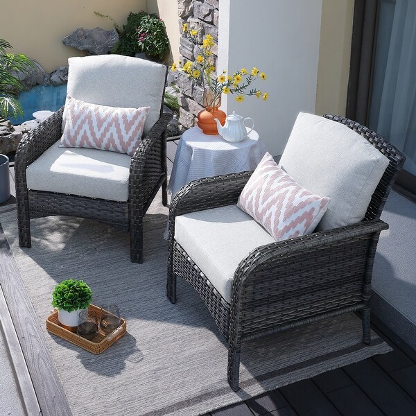 HOOOWOOO Outdoor 2piece Patio Furniture Wicker Chair Set