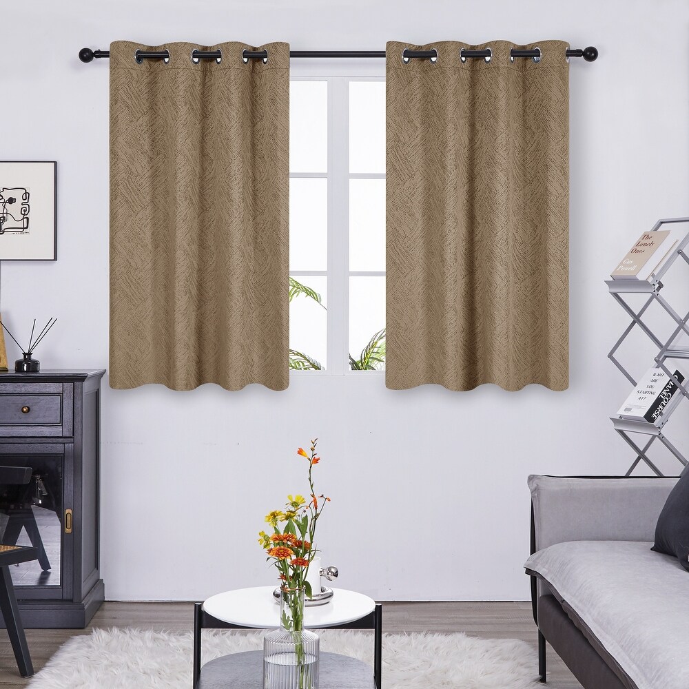 Deconovo Full Blackout Textured Linen Curtains(2 Panel)