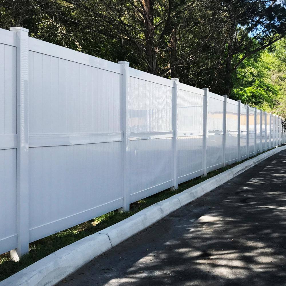 Weatherables Augusta 8 ft. H x 8 ft. W White Vinyl Privacy Fence Panel Kit PWPR-3R-8X8