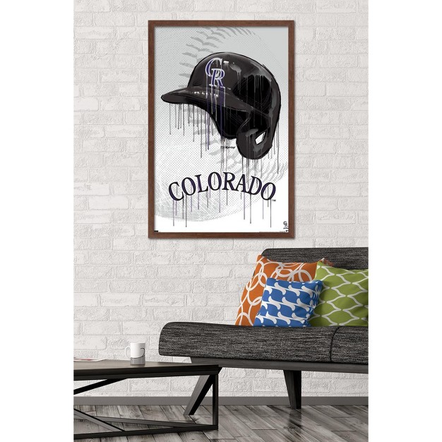 Trends International Mlb Colorado Rockies Drip Helmet 22 Framed Wall Poster Prints