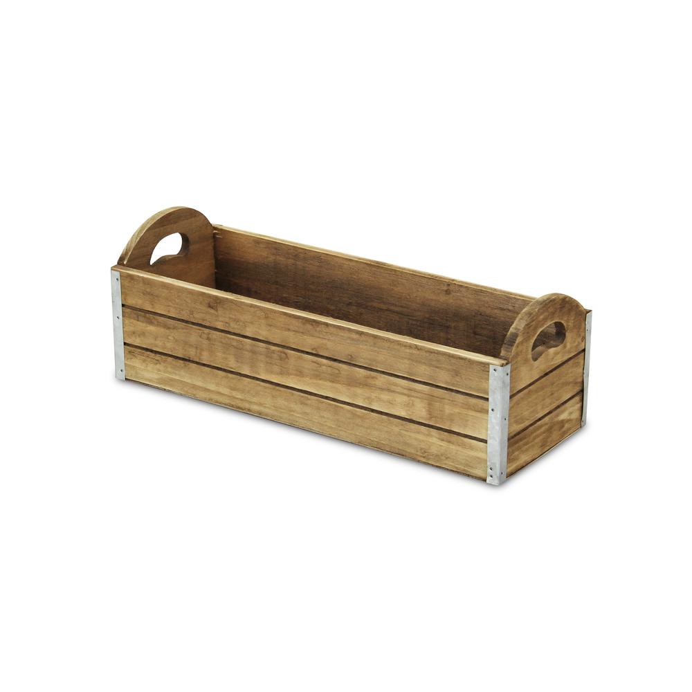 HomeRoots 399659 Rectangular Wooden Box Planter& Brown