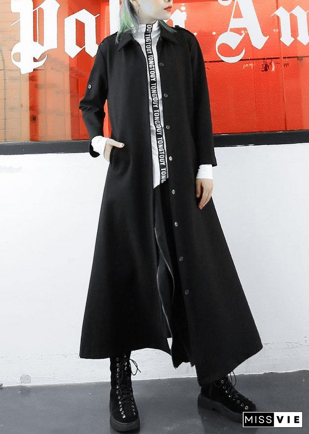 boutique plus size long jackets fall women coats black lapel collar  coat