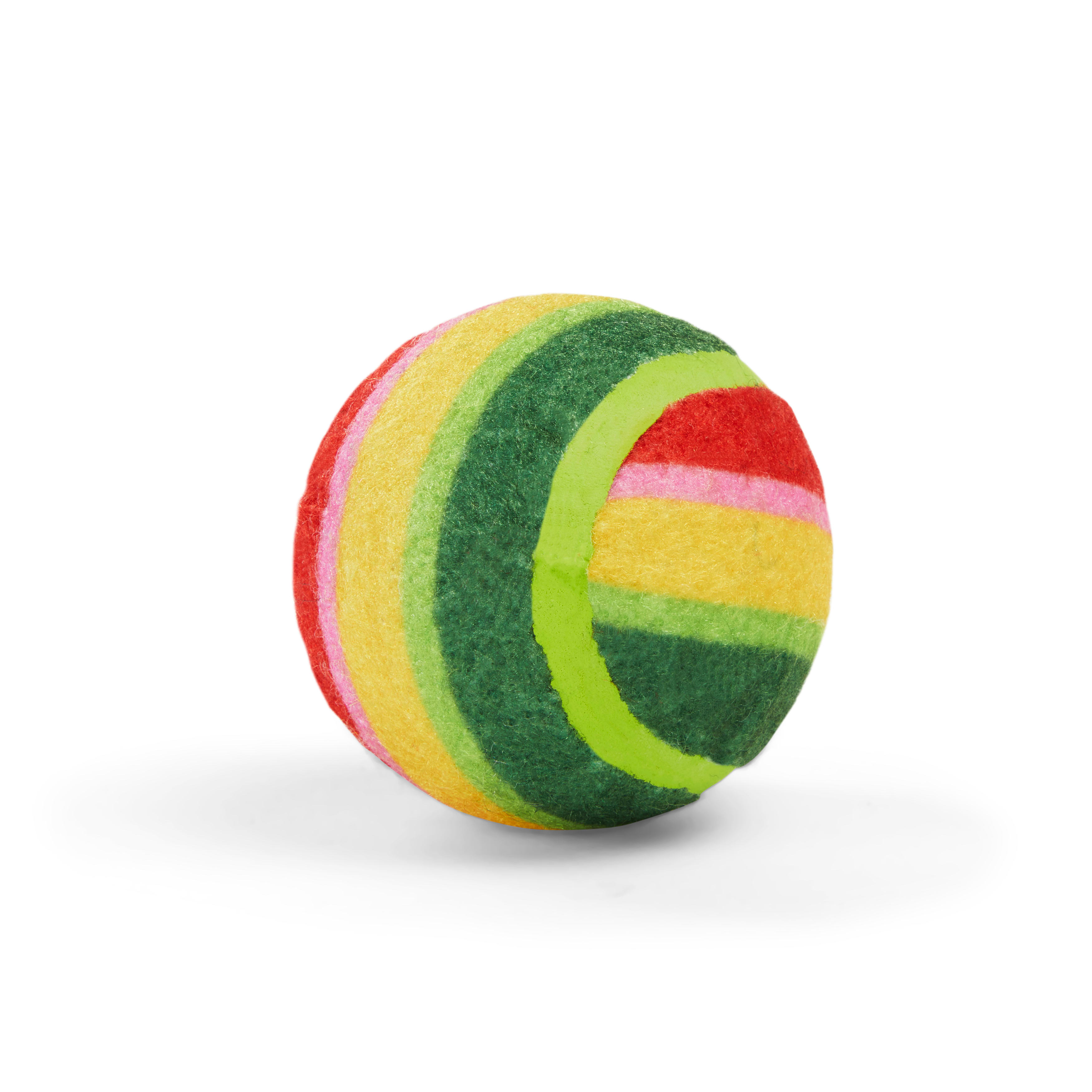 MORE AND MERRIER Ornament Stripe Tennis Ball Dog Toy， Small