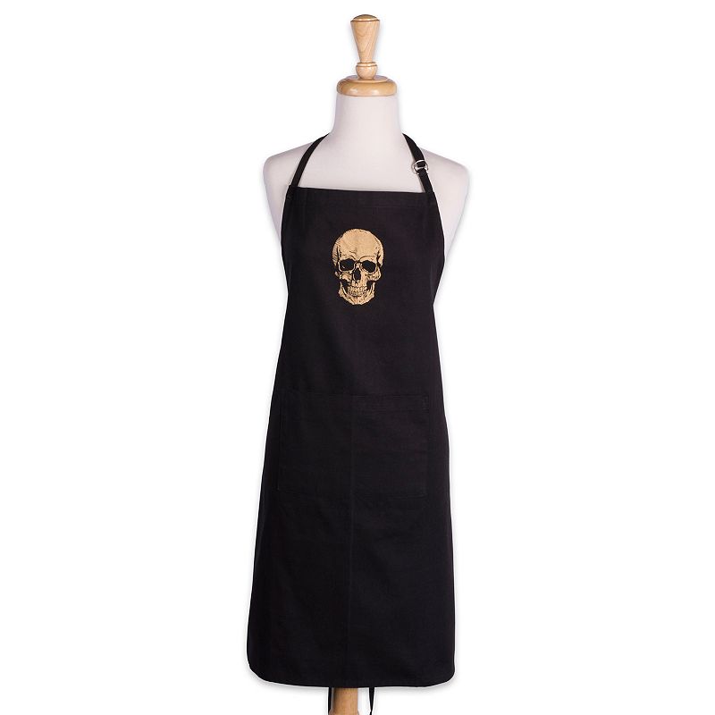 35” Black and Golden Color Skull Embellished Chef’s Apron