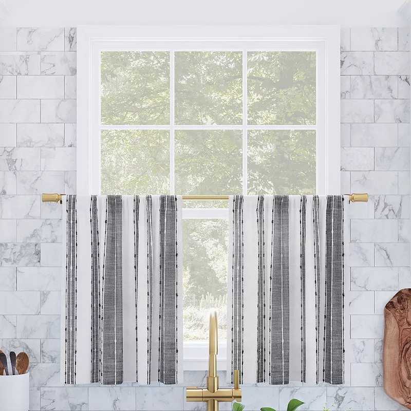 Archaeo Slub Texture Stripe Cotton Tier Curtain Pair