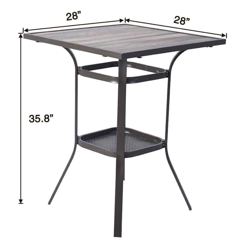 KOZYARD Isabella 36 in H Dark Brown Square Metal Frame Outdoor Bistro Table