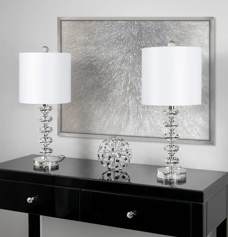 Diamond Chrome Table Lamps， Set of 2