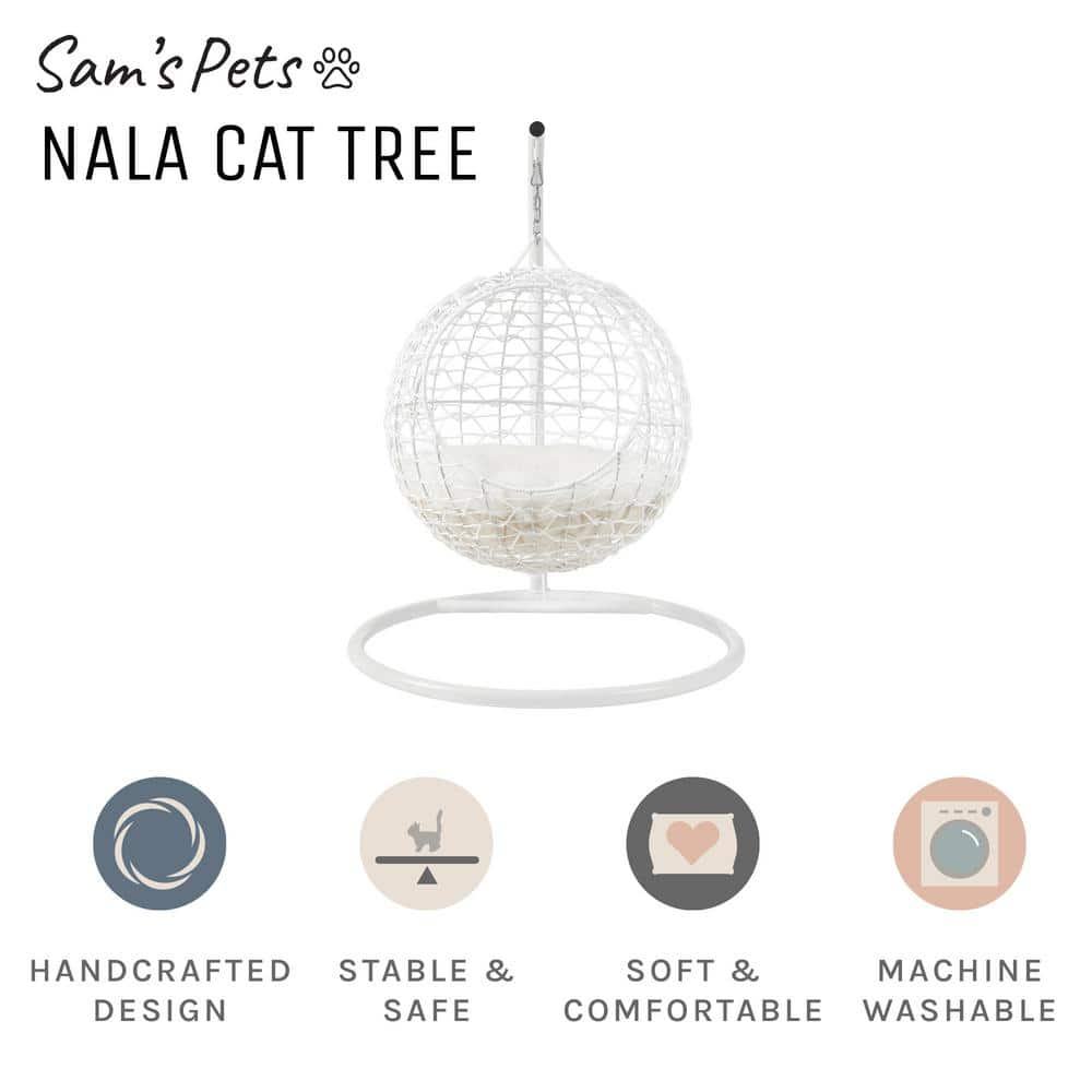 Sam's Pets Nala Medium White Hanging Egg Cat Condo Bed SP-CB1295WH