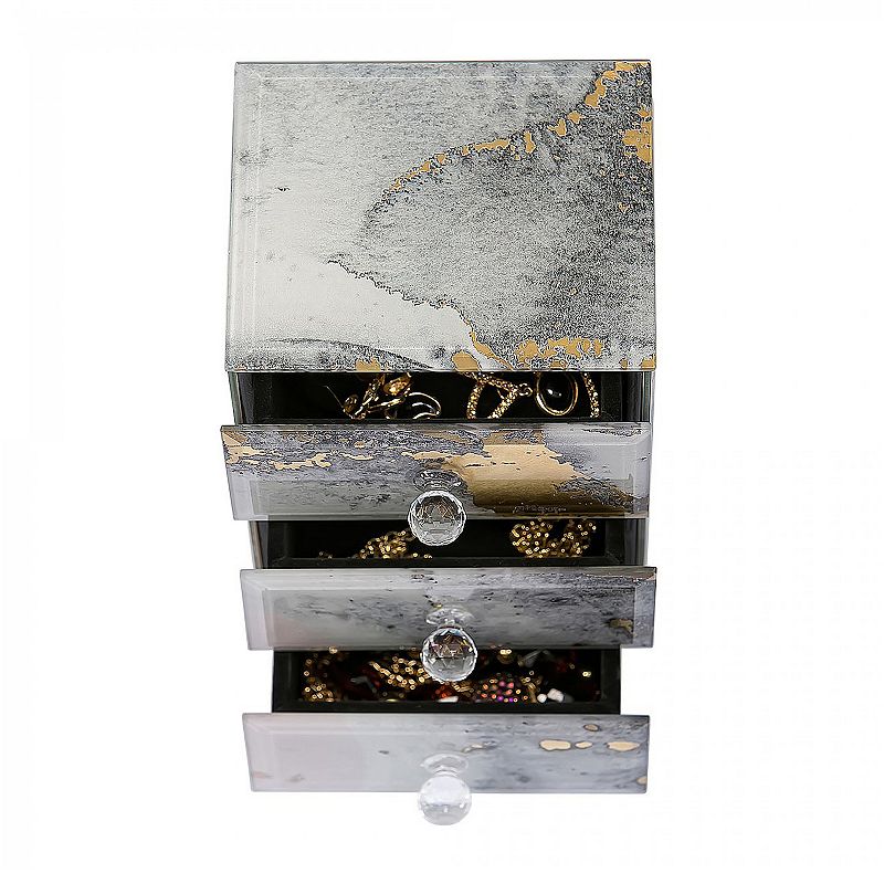 Mele and Co. Maura Marbled Gray Glass Jewelry Box