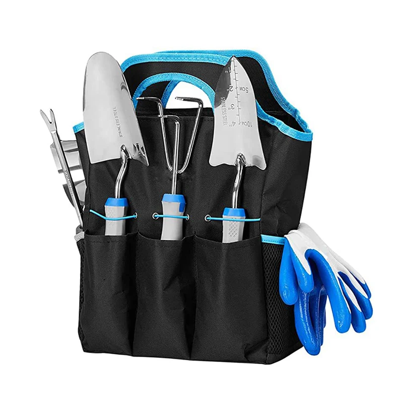 Wholesale Blue Stainless steel Gardening Planting Flowers Weeding Garden Hand Tool Set with Bag