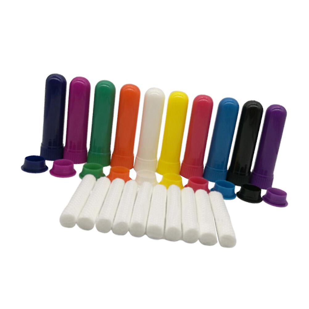 20pcs Aromatherapy Blank Nasal Inhaler Tubes Refillable Empty Tubes Nose Nasal Container With Cotton Bar (mixed Color)